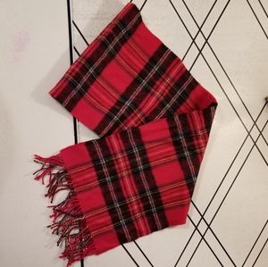 100% Fine Lambswool Tartan Red Plaid scarf